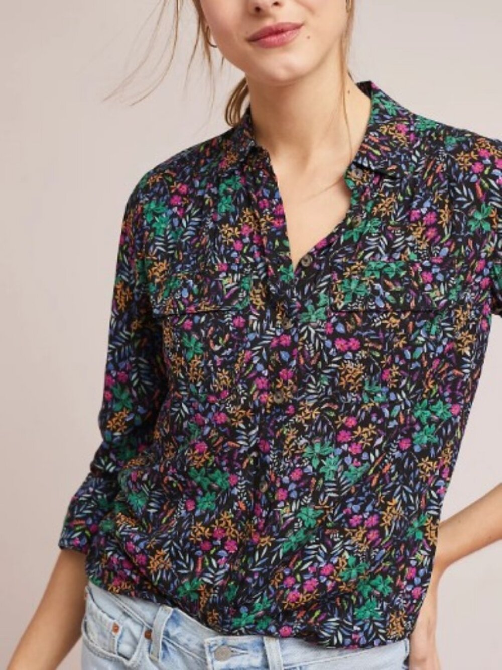 Maeve by Anthropologie Amboseli button down top multicolor women's size M